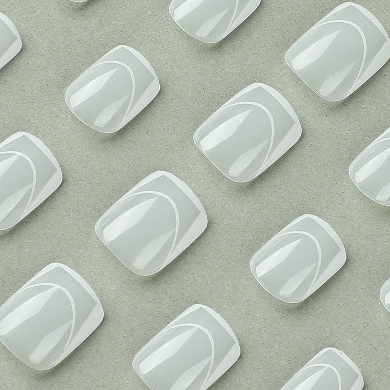 Press on nails short simple white French nails patch Press on nails nails nails piece False nails piece Wholesale – Image 3