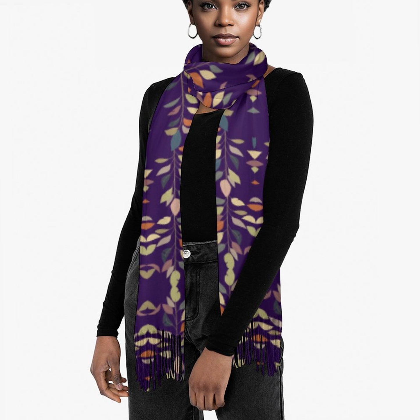 Cashmere-like Tassel Scarf Blue