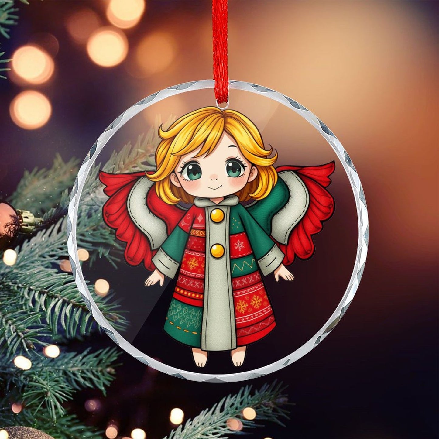 Glass Circular Ornament Pendant