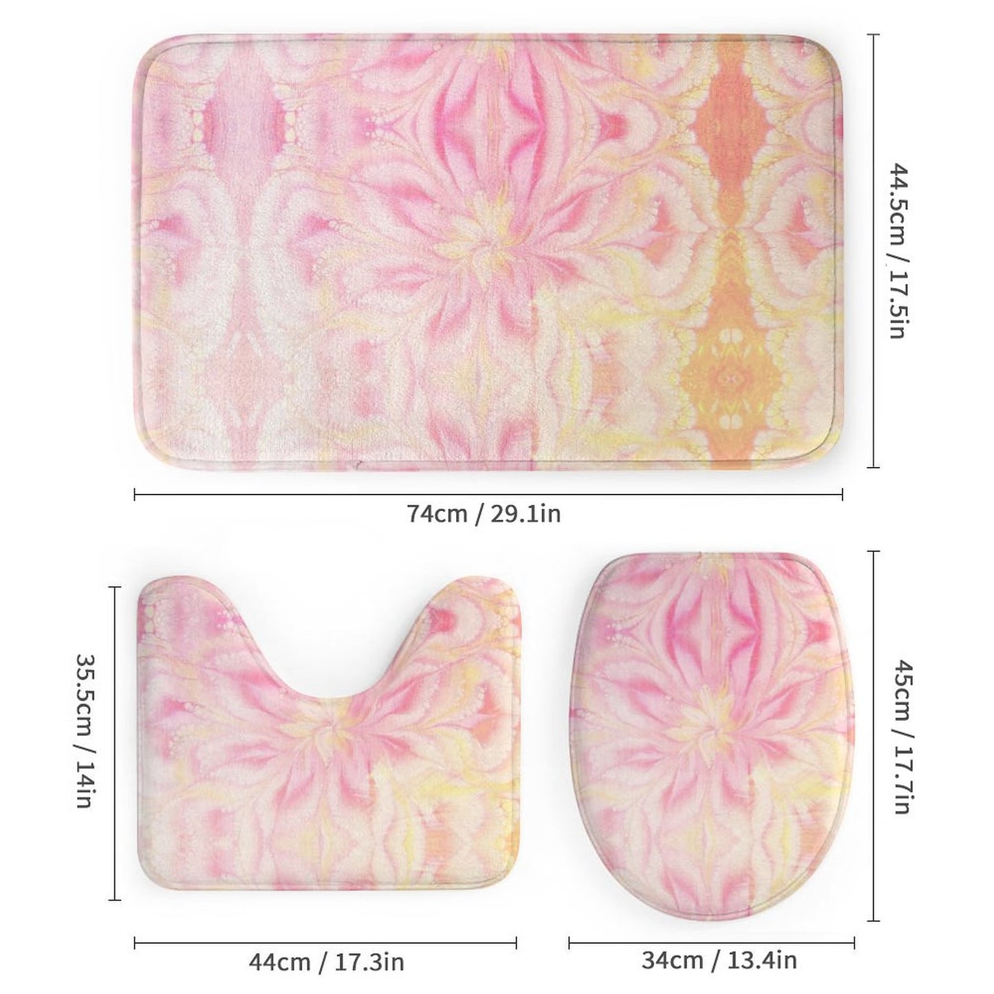 Shower Curtain Set with 3 Rugs