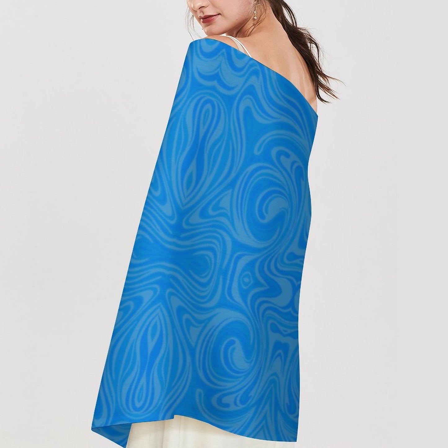 Cashmere-like Tassel Scarf Blue