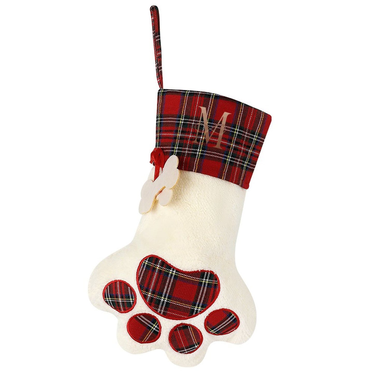 Pet Cat Dog Claw Christmas Stocking - Letter M