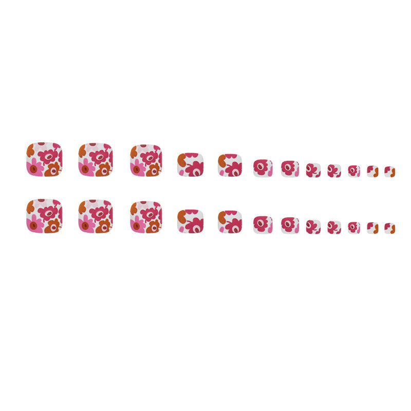 Retro matte kaleidoscope manicure multi-color flower fake nails Press-on toenails models press-on nails fake nails – Image 5