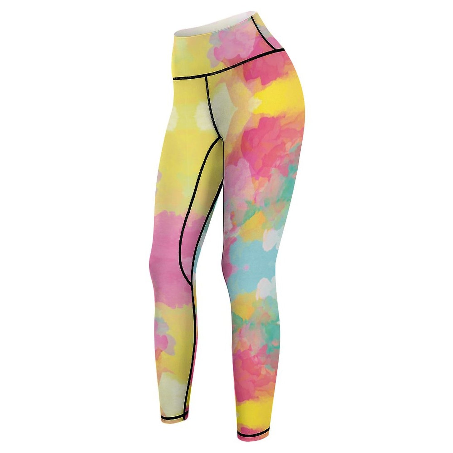 Women Workout Yoga Pants with Lines YJ033 (All-Over Printing)