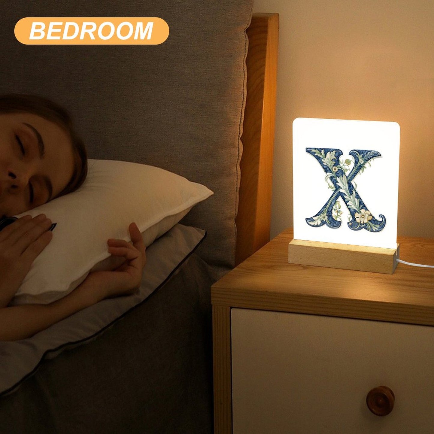 Acrylic Photo Night Light with Wooden Base