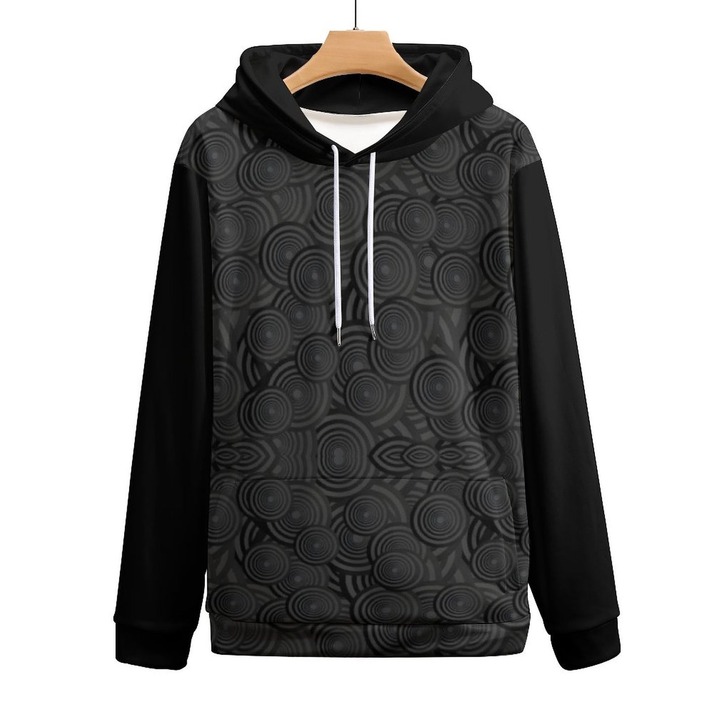 Black Pattern Unisex Cool Hoodie with Double-layer Cap