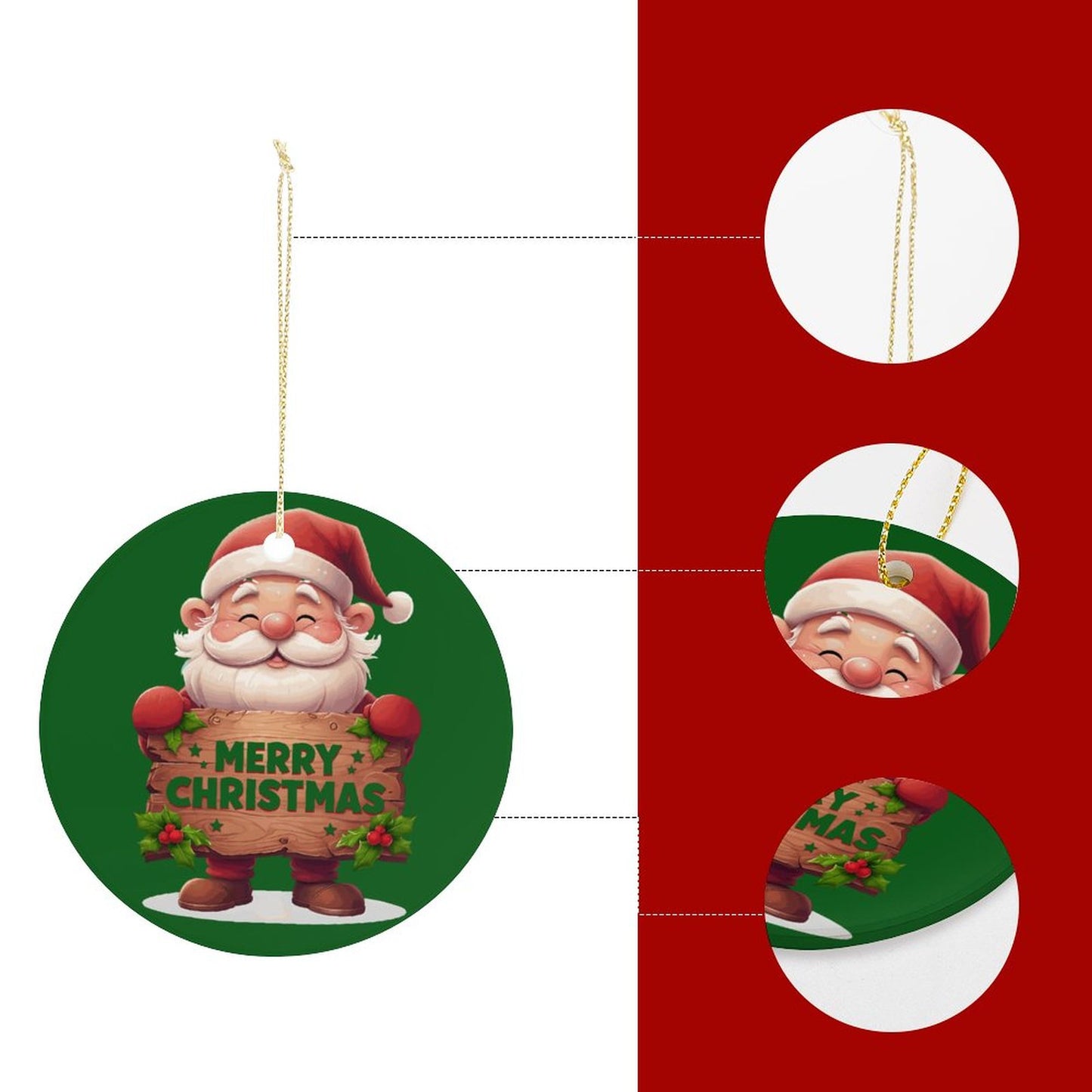 Round Ceramic Christmas Decorations (Matte Surface)