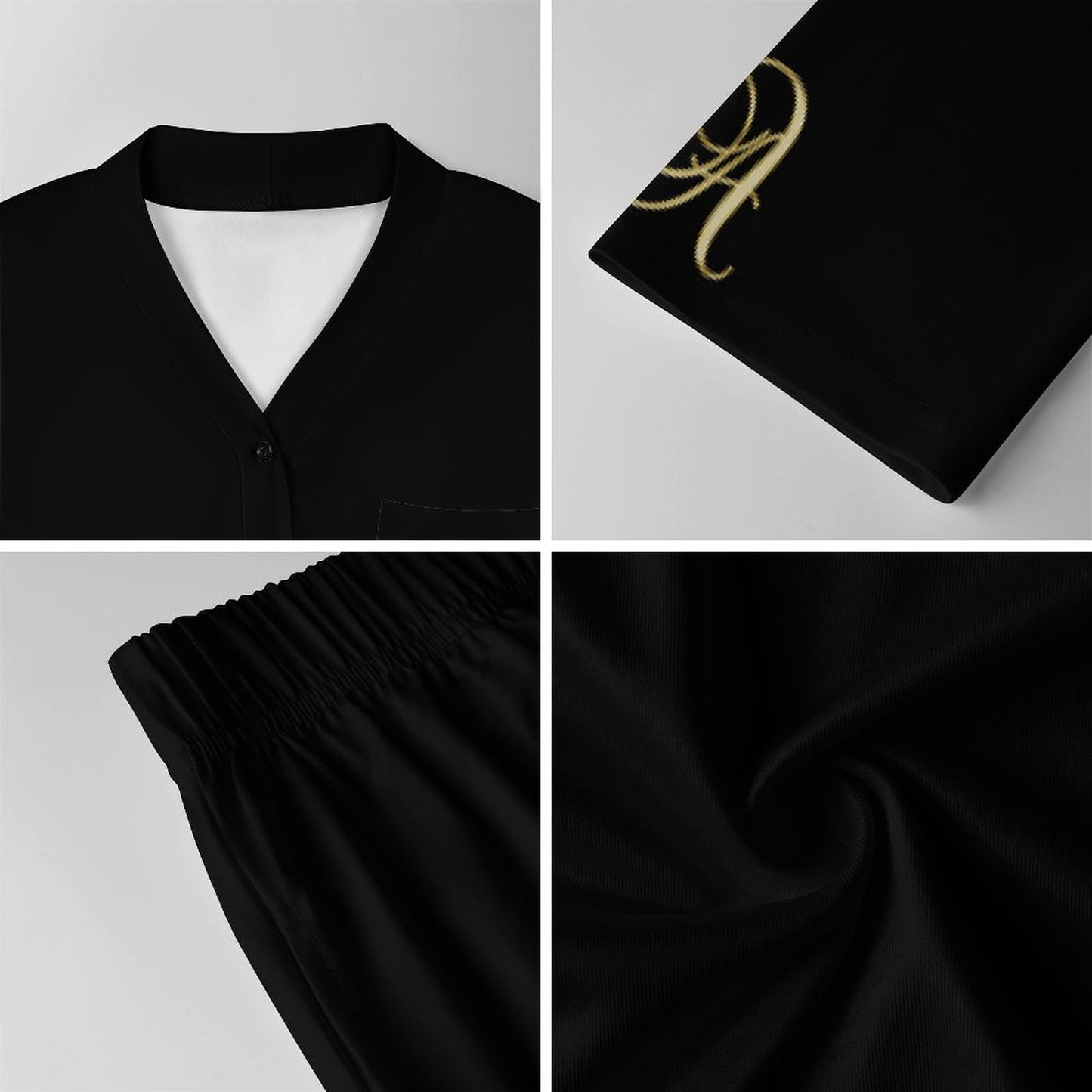 Women's V-Neck Pajama Set- Letter A