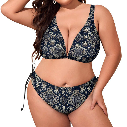 Plus Size Women‘s Halter Bikini Set BK2131 (All-Over Printing)
