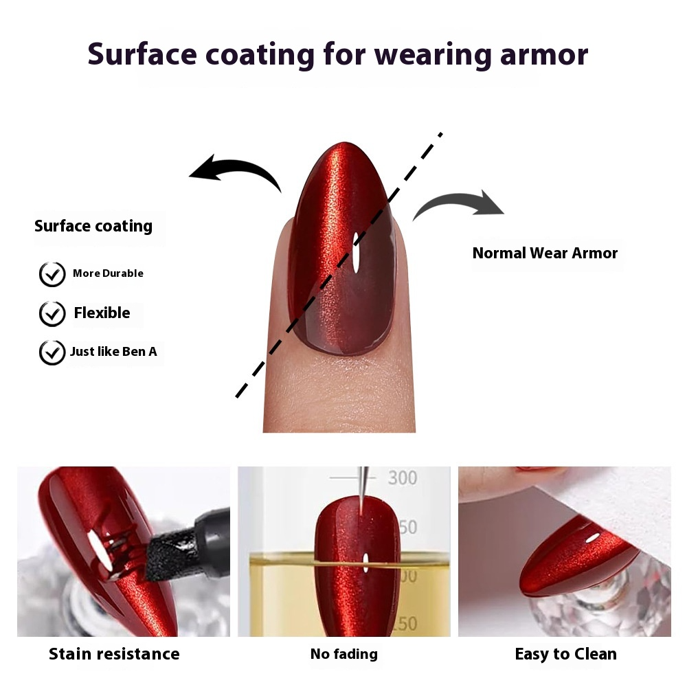 Red Cat Eye Short Almond Press On Nails (MOQ=3) – Image 3