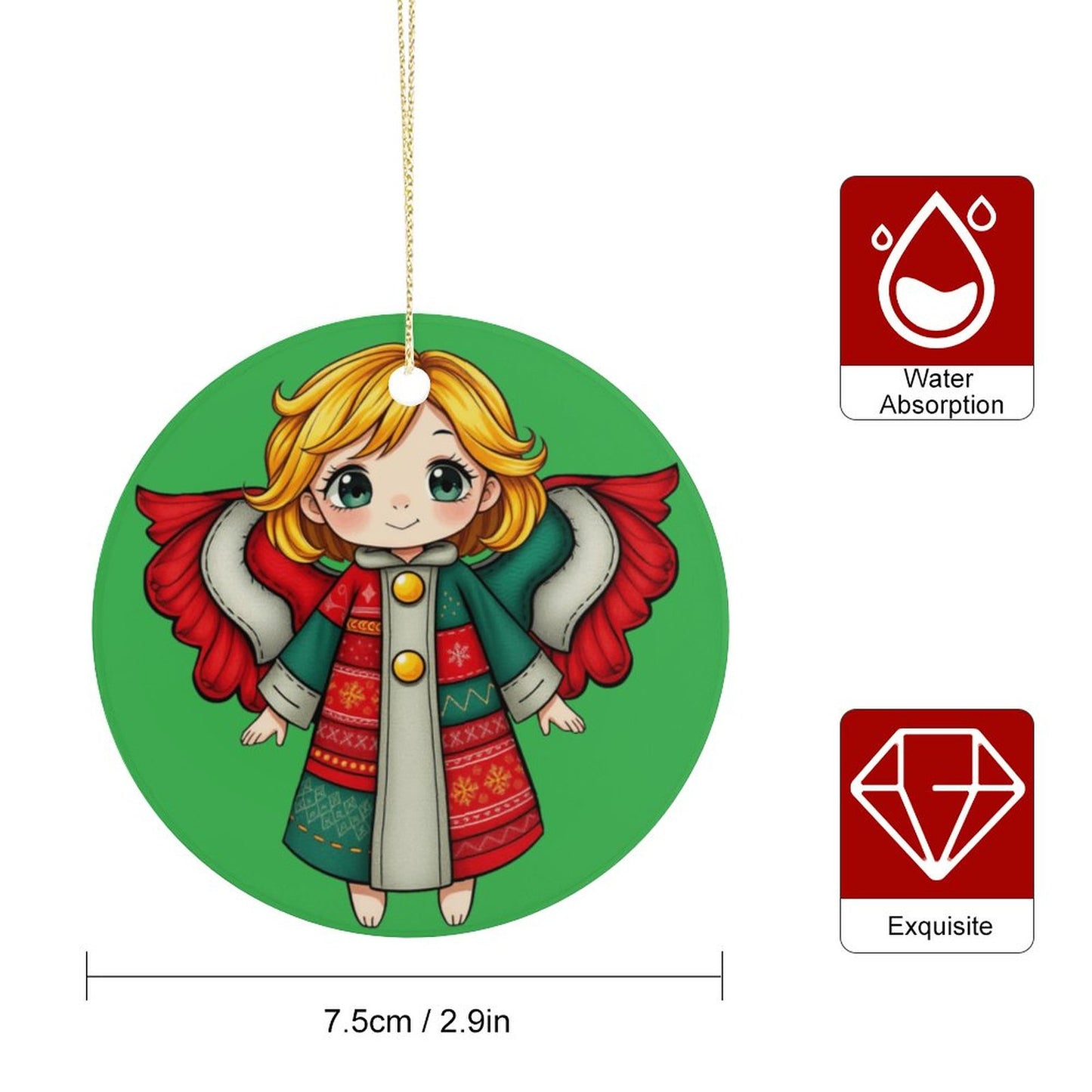 Round Ceramic Christmas Decorations (Matte Surface)