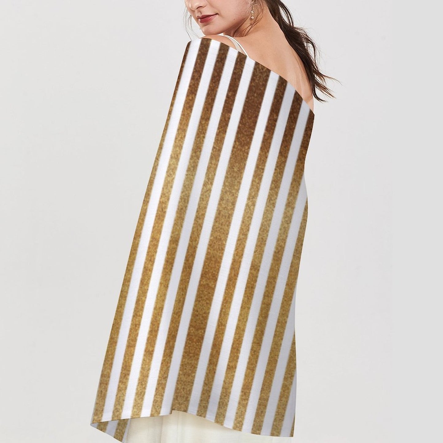 Cashmere-like Tassel Scarf Gold Stripes