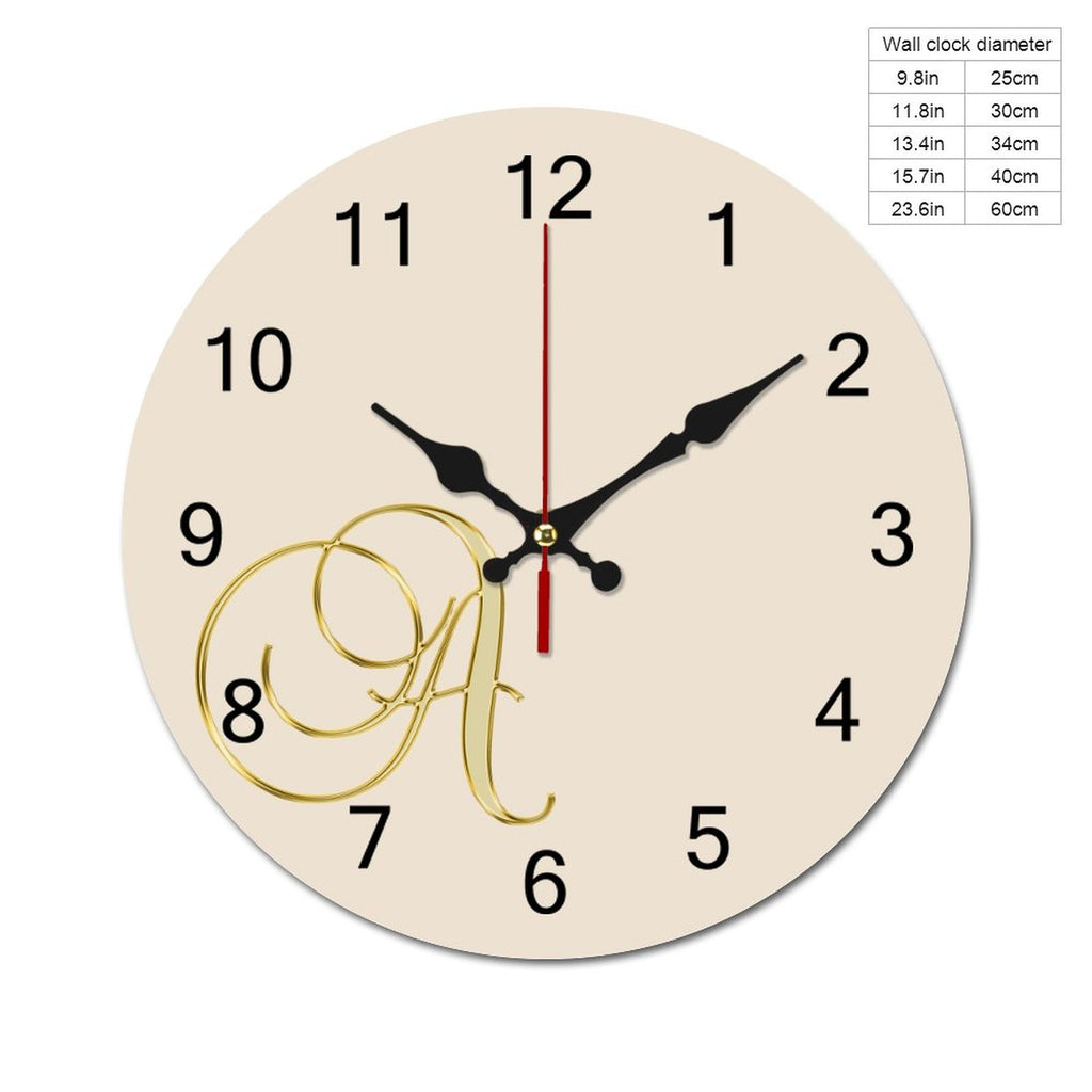 Concise Silent Wooden Wall Clock-9.84"x9.84"/ 25x25cm - Letter A