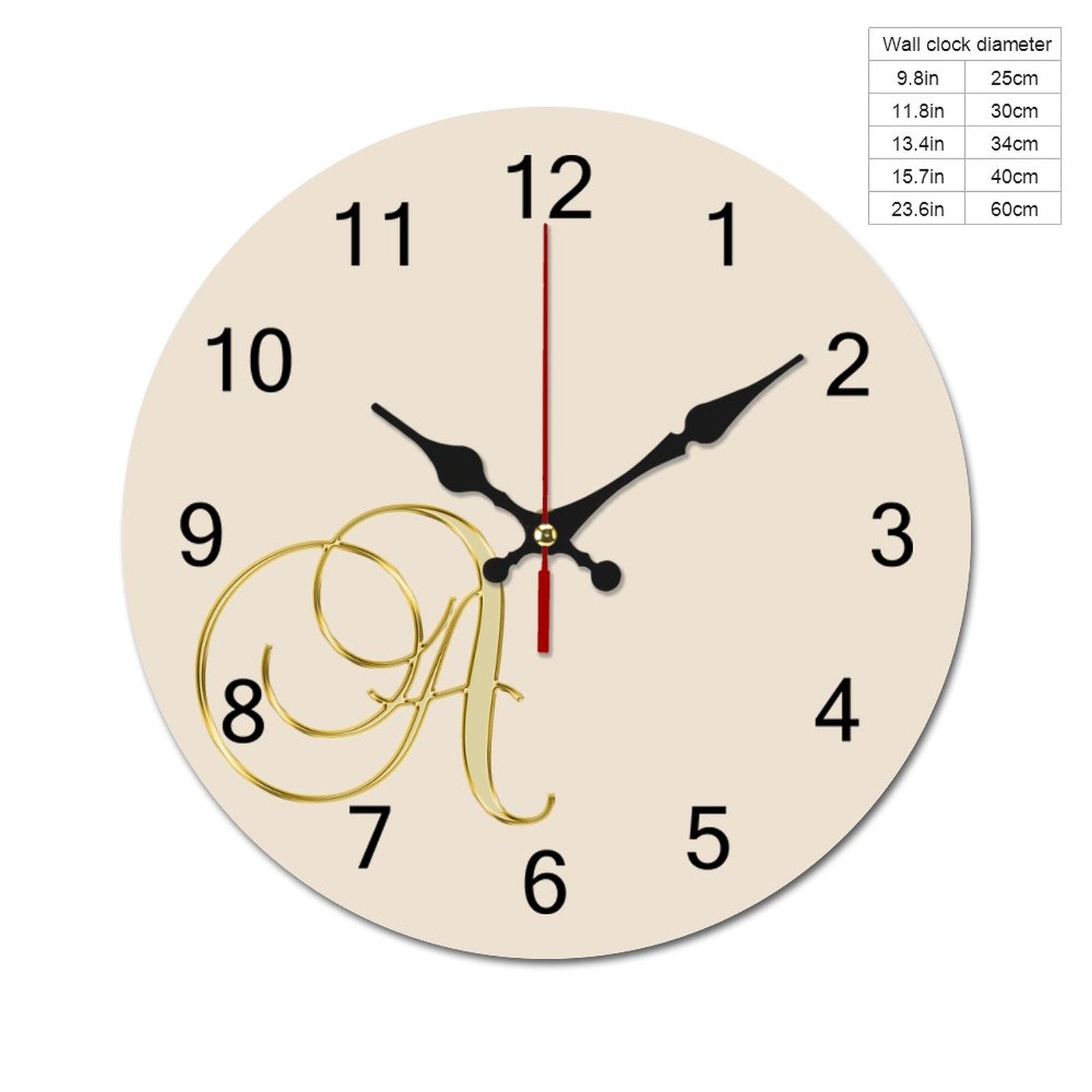 Concise Silent Wooden Wall Clock-9.84"x9.84"/ 25x25cm - Letter A