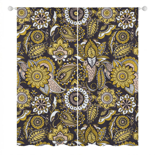 Sheer Curtain Black, White and Yellow