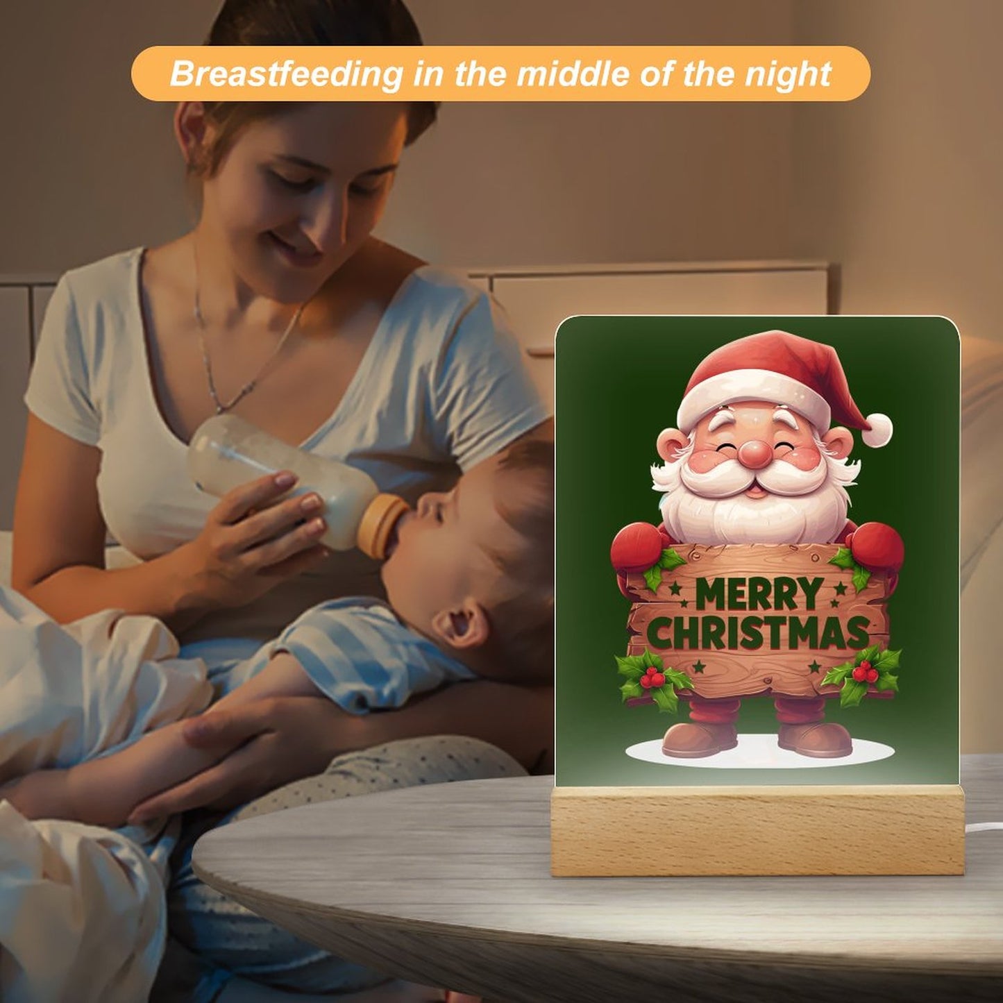 Acrylic Photo Night Light with Wooden Base