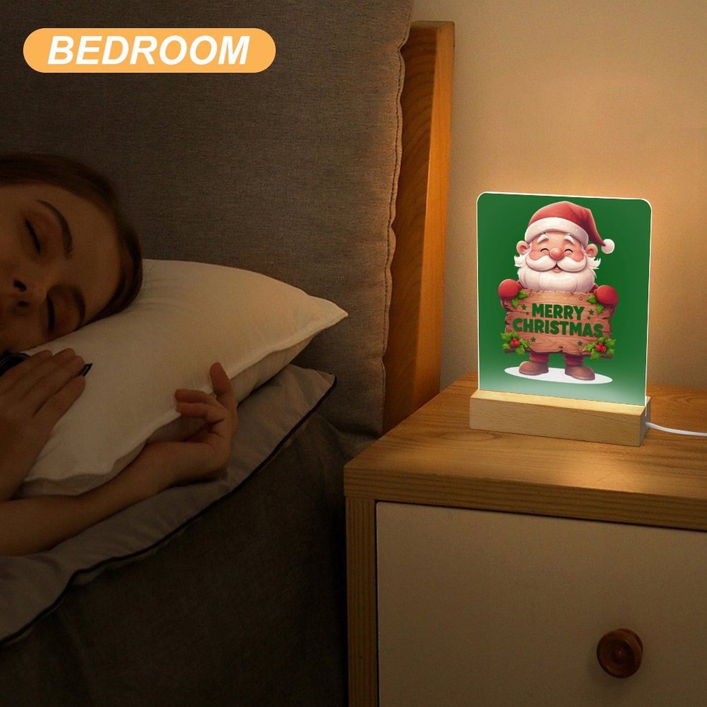 Acrylic Photo Night Light with Wooden Base