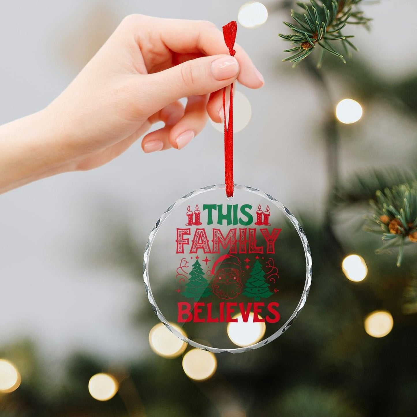 Glass Circular Ornament Pendant This Family Believes