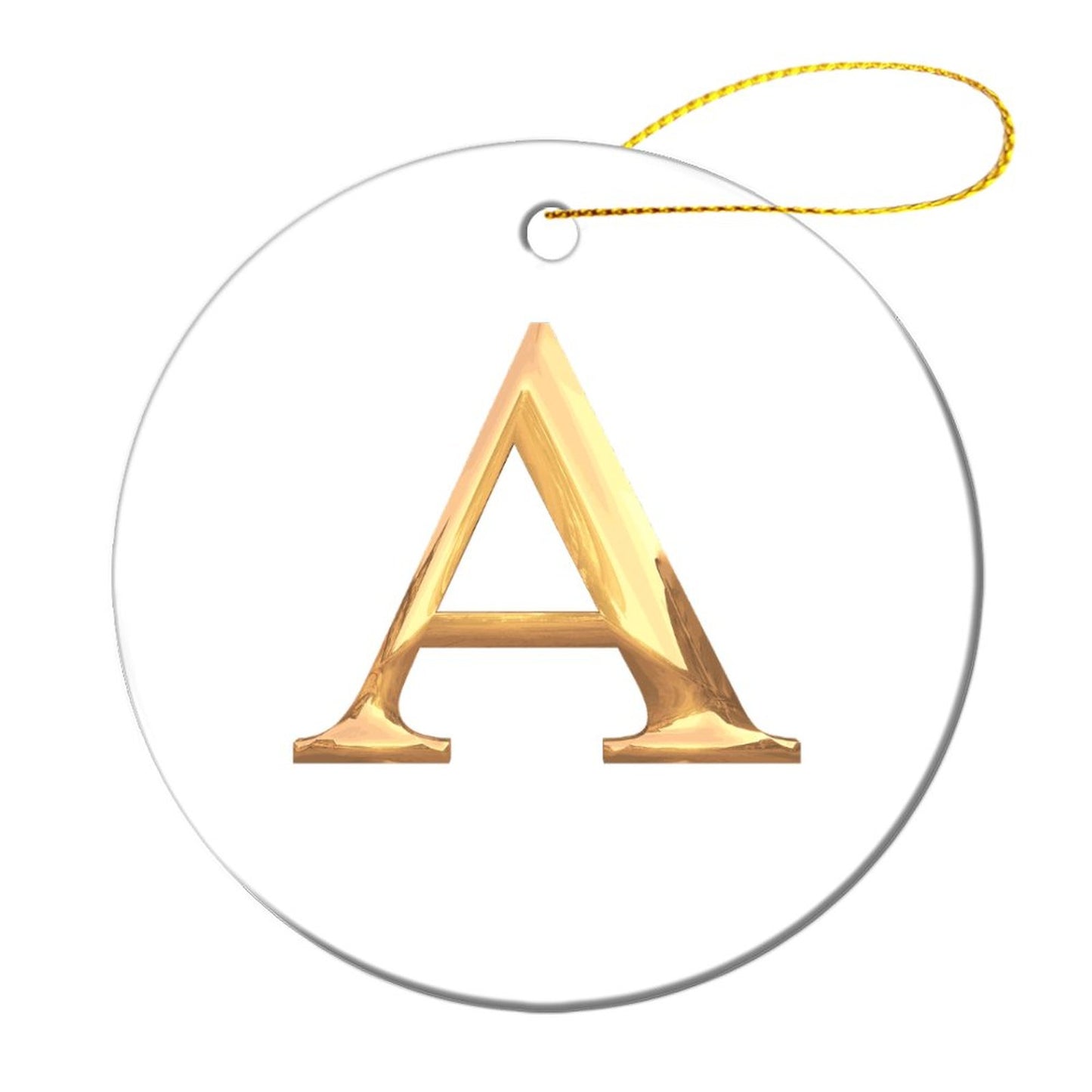 Round Christmas Ceramic Ornament- Letter A