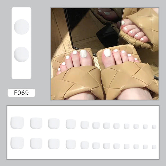 Pure and simple milk white Press-on toenails nail polish bright white fake nail wearable manicure piece 24 pieces – Image 2