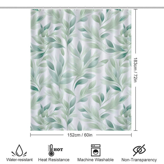 Leaf print shower curtain