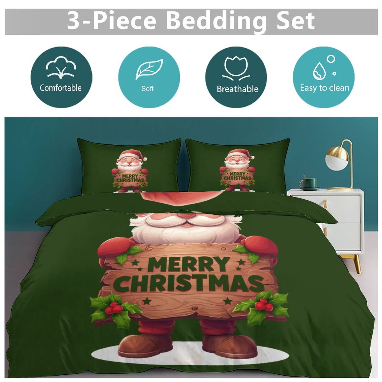 3-Piece Bedding Set-102"x90"/ 259x229cm (Dual-sided Printing)