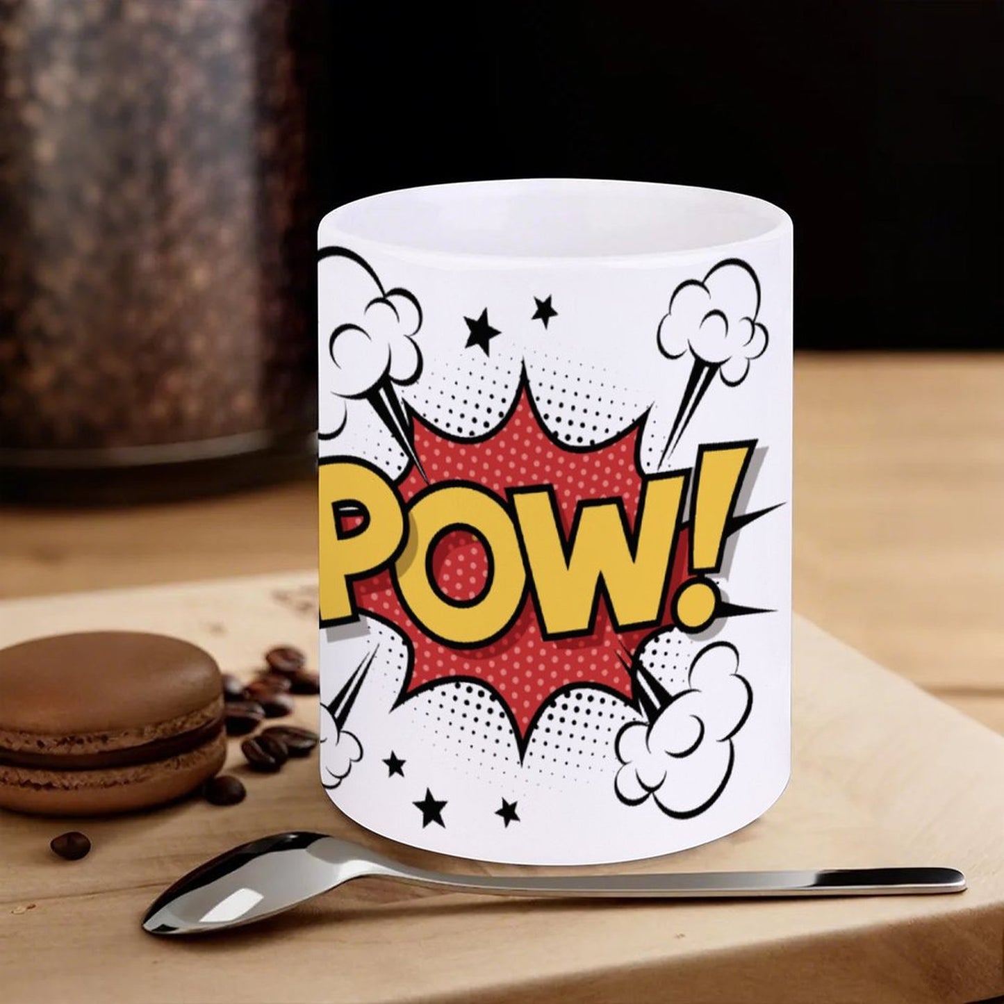 14oz White Ceramic Mug with Handle - POW