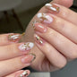 French Minimalist Nude Pink Almond Short Press On Nails – JP4391