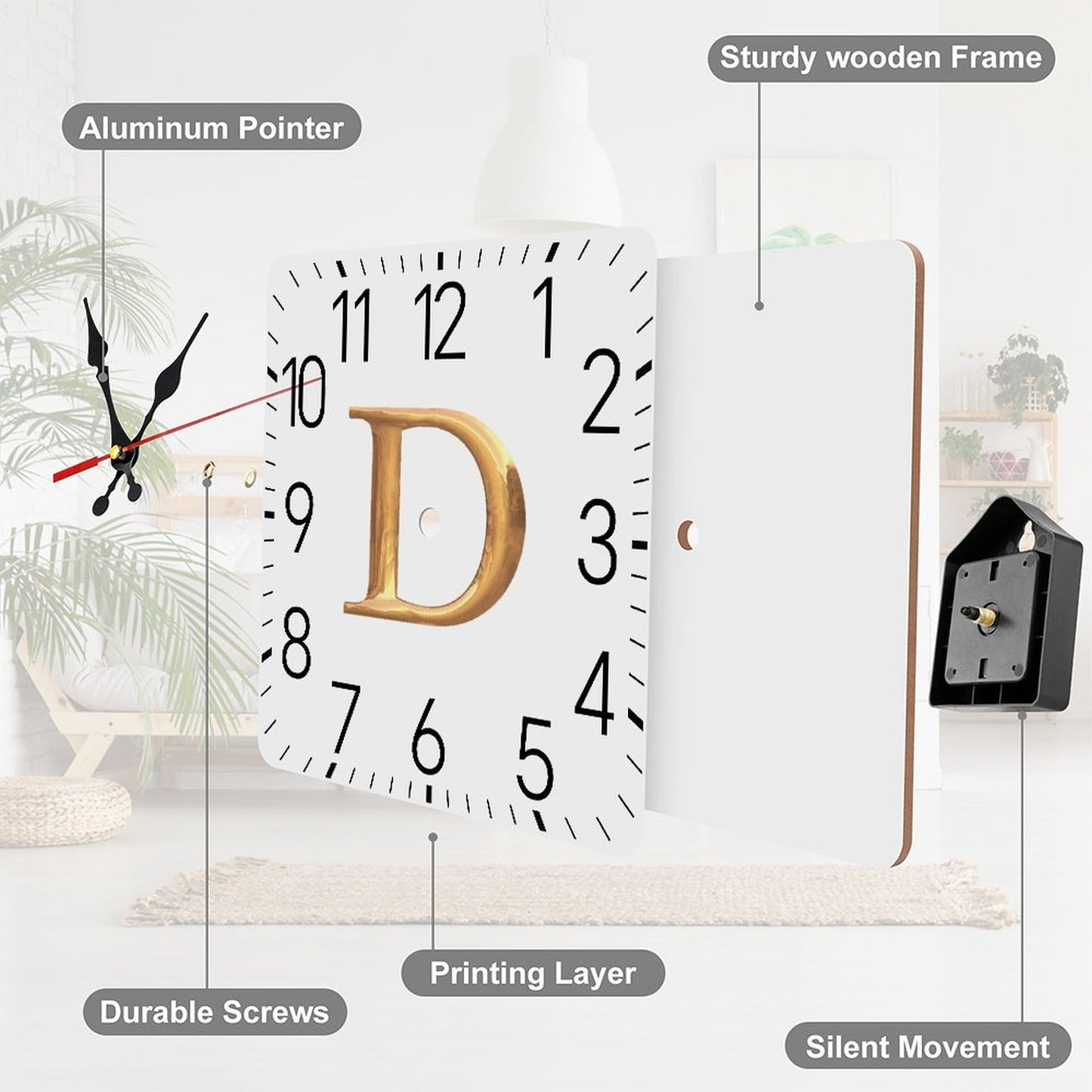 Square Wall Clock-9.8"x9.8"/25x25cm