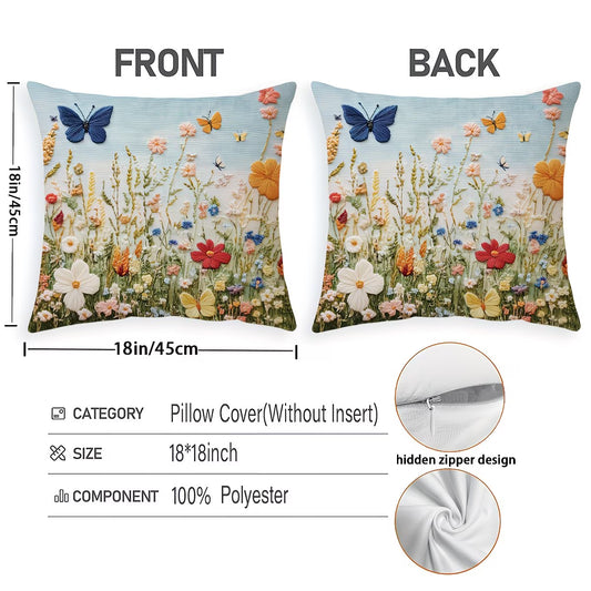 FLASH DEAL - Get them while they last. Set Of 4, Short Plush Butterfly Floral Throw Pillow Covers