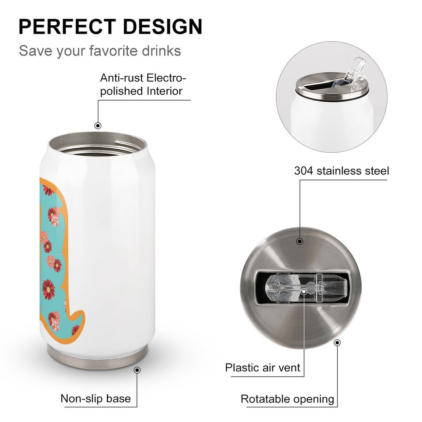Stainless Steel Tumbler with Straw (All-Over Printing)