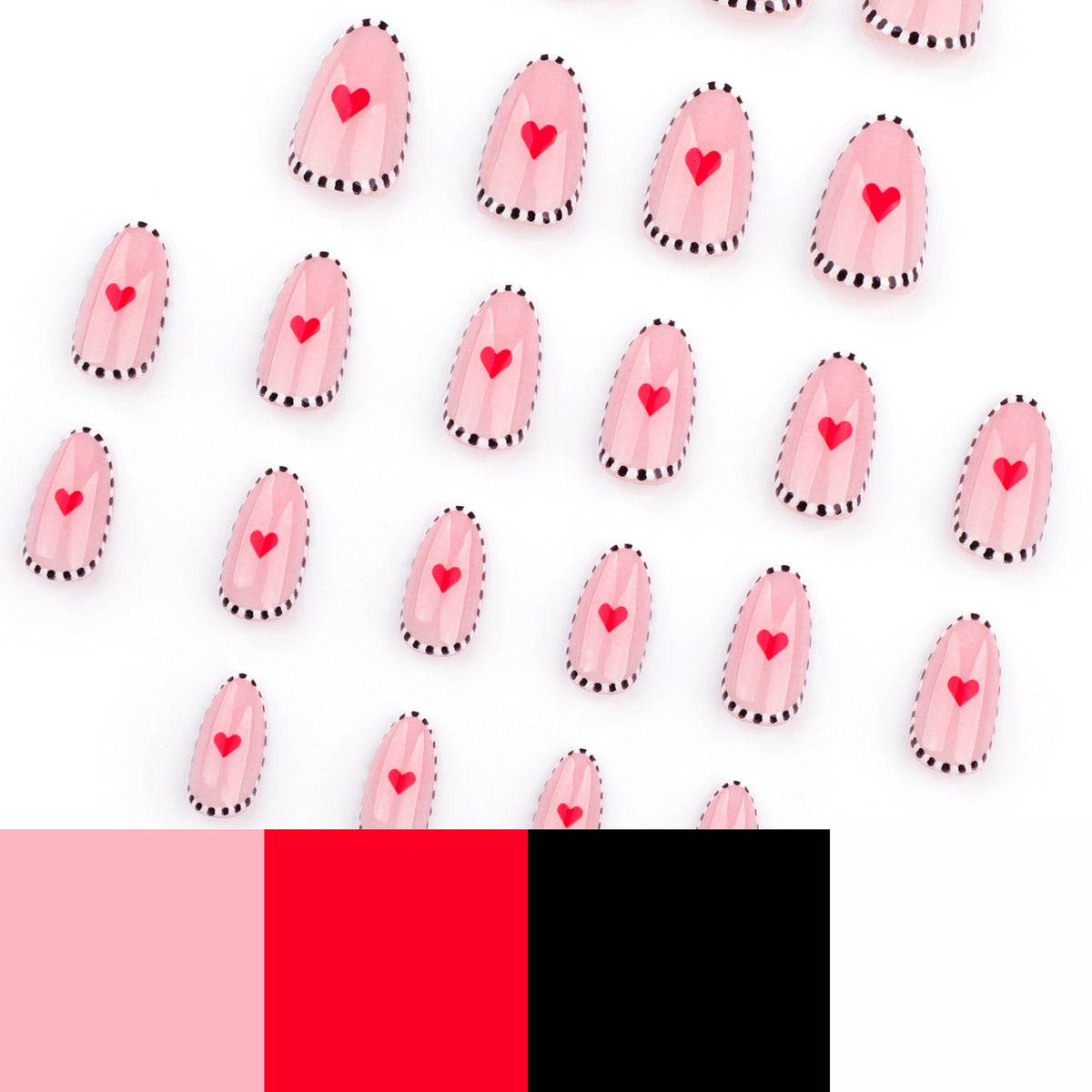 Black and white striped short wear nail simple love Valentine's Day nail art fake nails almond fake nails nail – Image 4