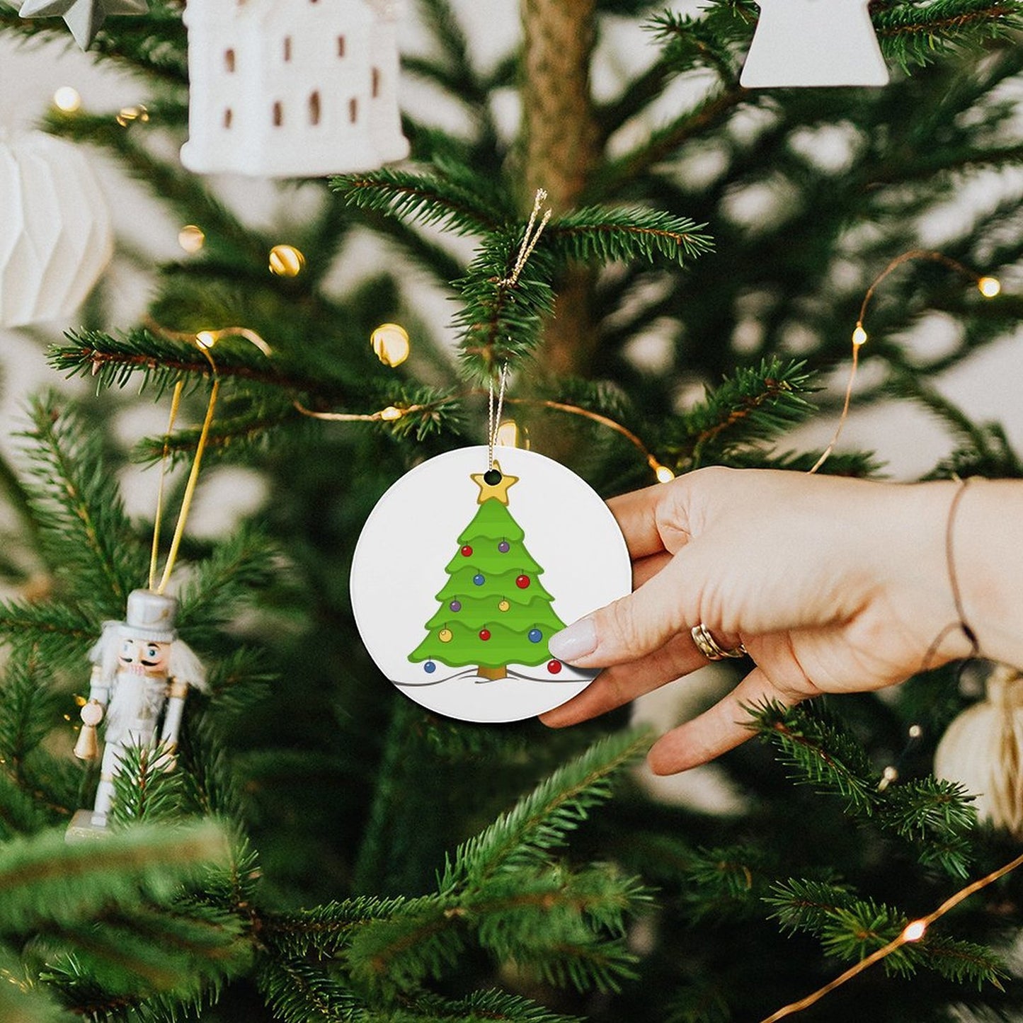 Round Ceramic Christmas Ornament (Matte Surface)