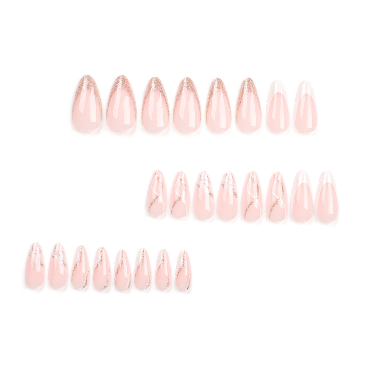 365nails: "Blush Marble Almond" – Glitter Swirl & Marble Press-on Nails – Image 2