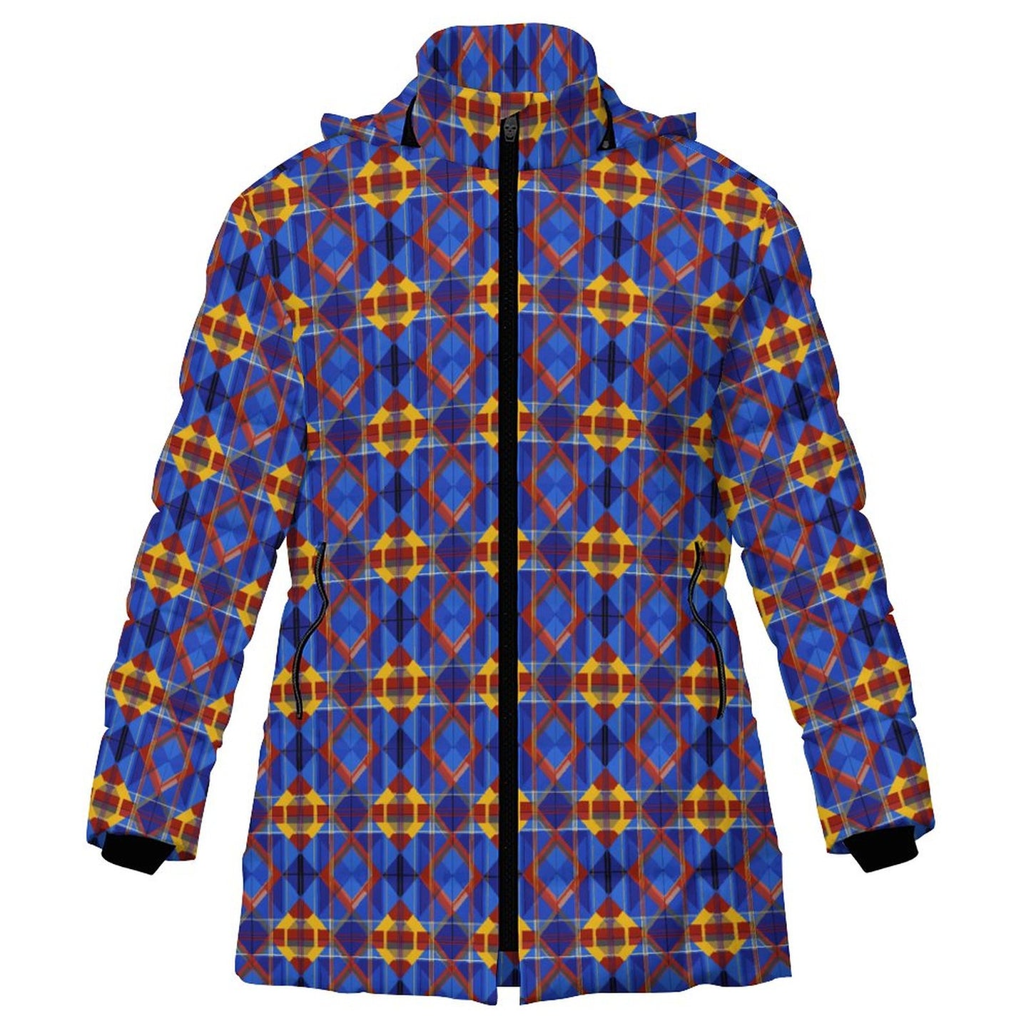 Winter Quilted Long-Sleeve Hooded Outerwear(All-Over Printing)