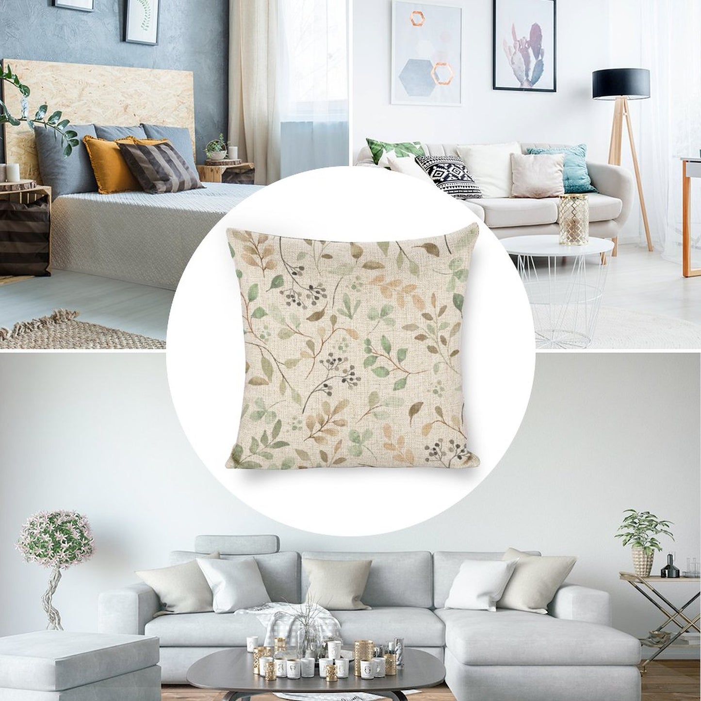 Personalized Photo Pillowcases (Pillow Excluded) (Dual-sided Printing) - leaves and vines