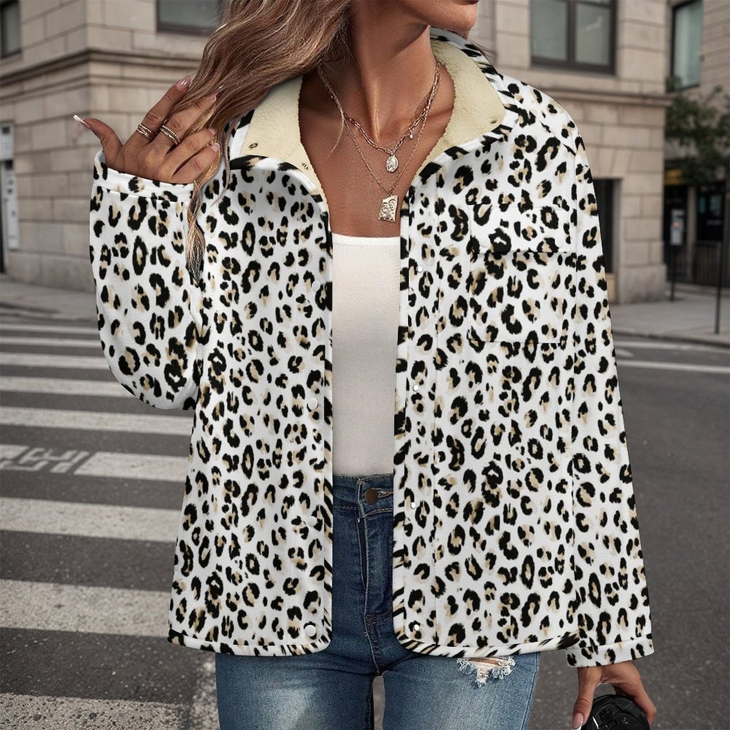 Stand-up Collar Fleece Casual Jacket