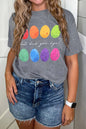 Gray Easter Eggs Print Crew Neck T Shirt