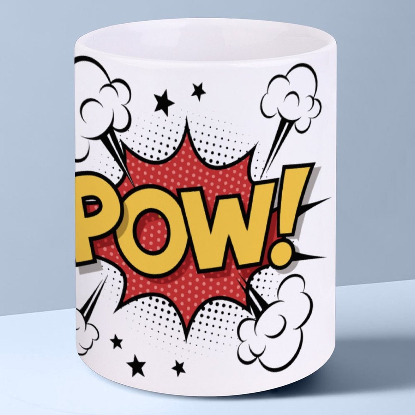14oz White Ceramic Mug with Handle - POW