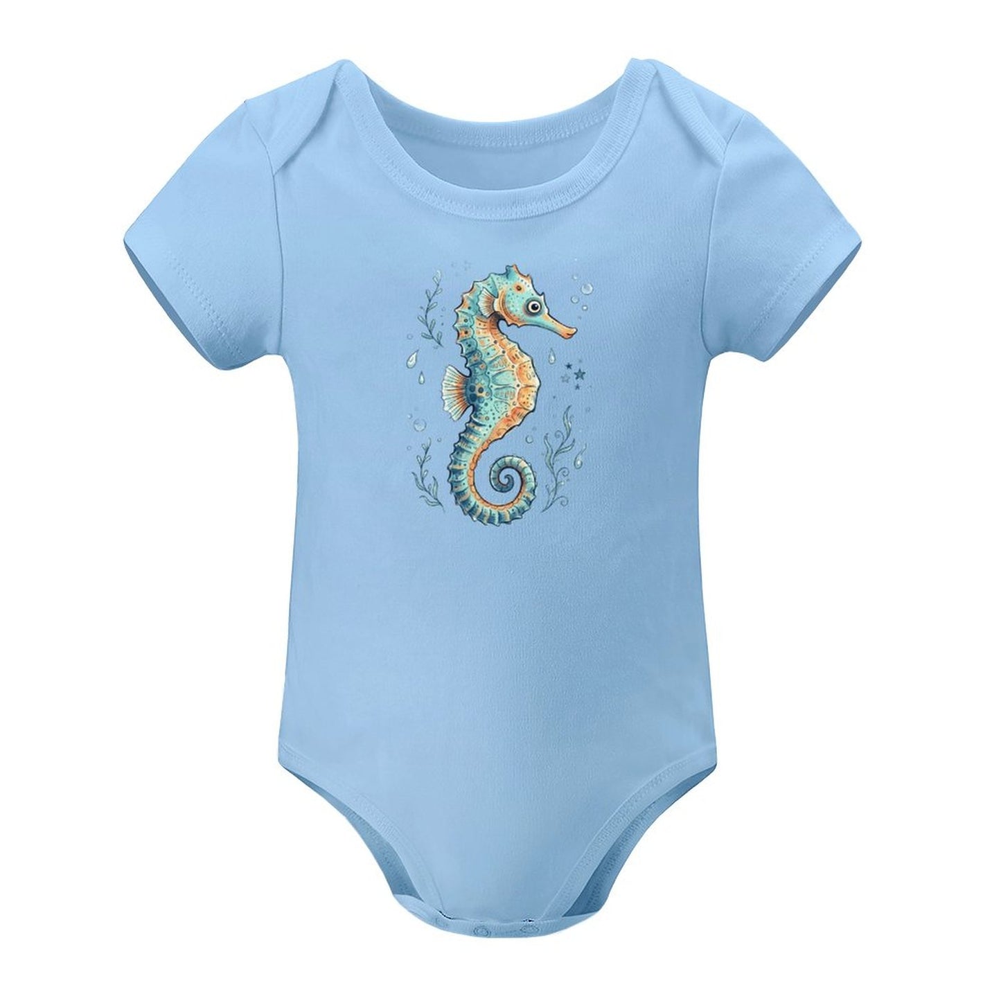 Short Sleeve Baby Romper - Seahorse
