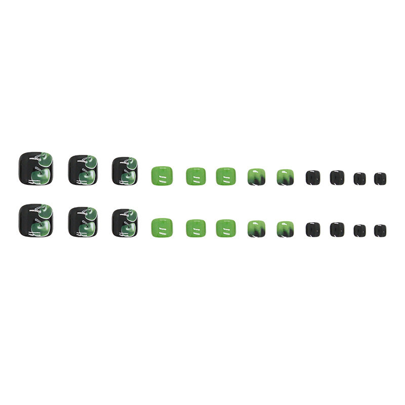 Press-on toenails style, fresh and natural, green apple vitality manicure, light green fake nails, fashion – Image 5