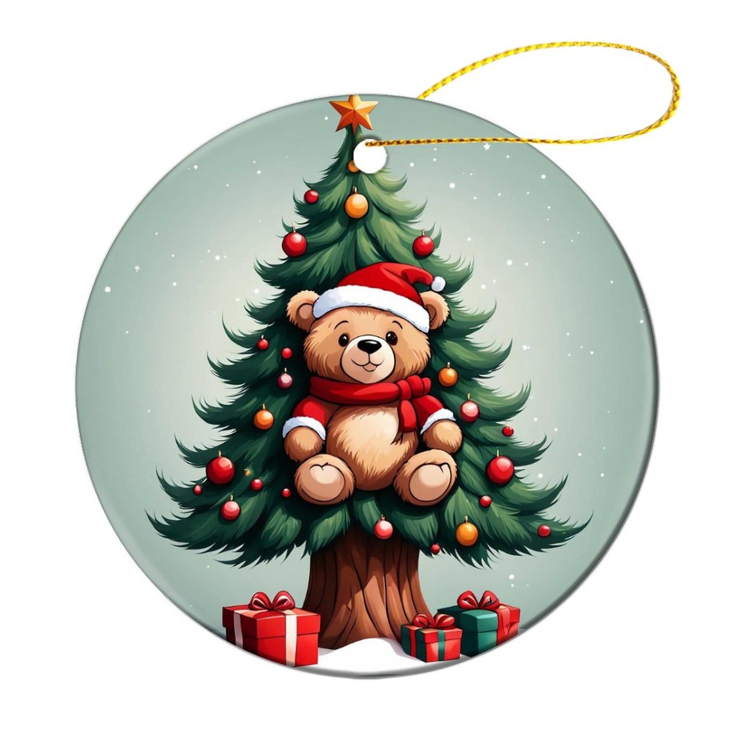 Round Christmas Ceramic Ornament (Glossy Surface)