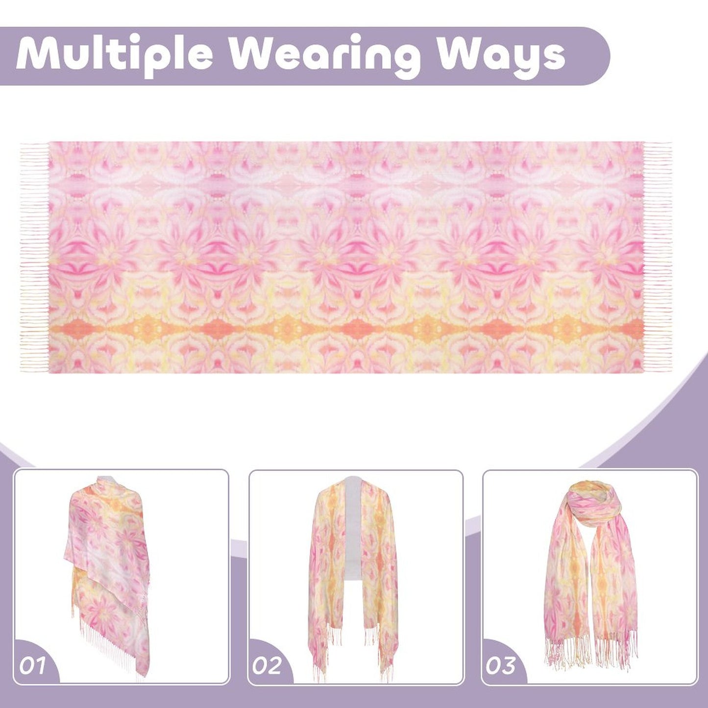 Cashmere-like Tassel Scarf Tie-dye