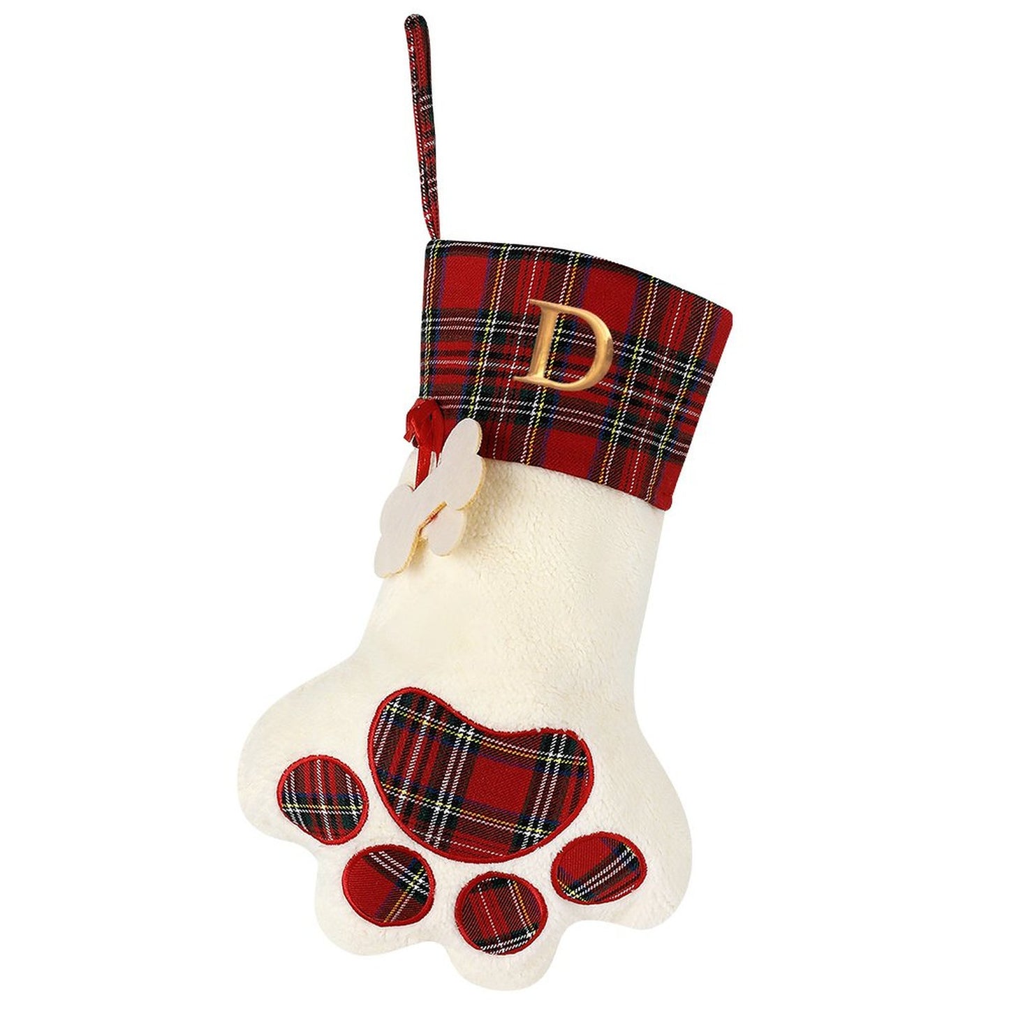 Pet Cat Dog Claw Christmas Stocking - Letter D