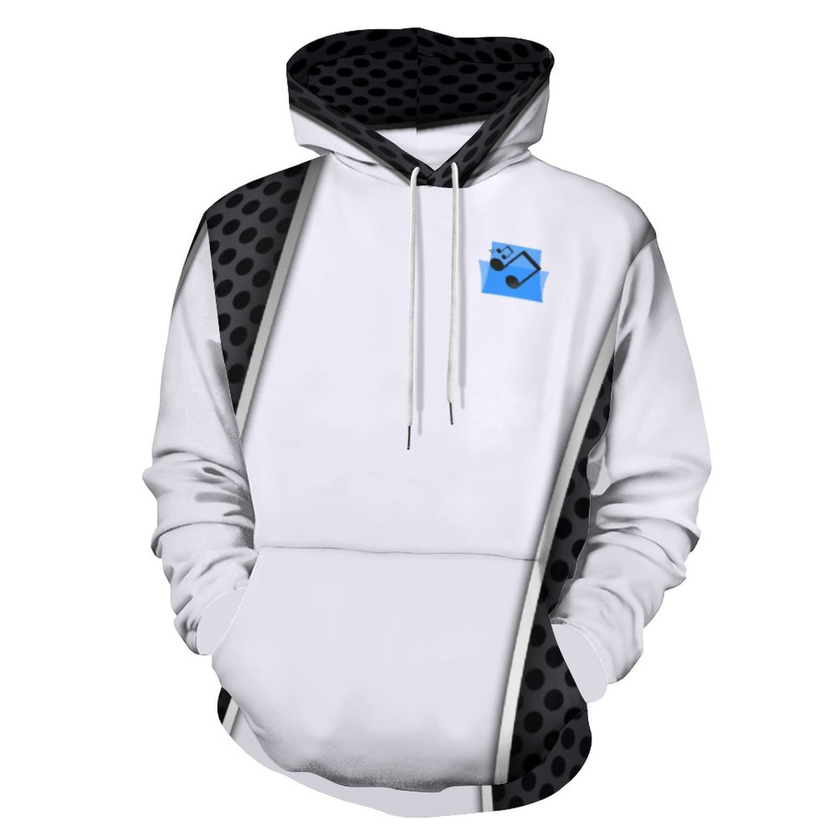Men's Cool Hoodie with Double-layer Cap Black and  White