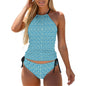 2-Piece Women's Tankini Set with High Neck Halter Top