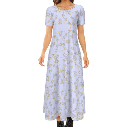 Round Neck Short Sleeve Dress B523 (All-Over Printing)