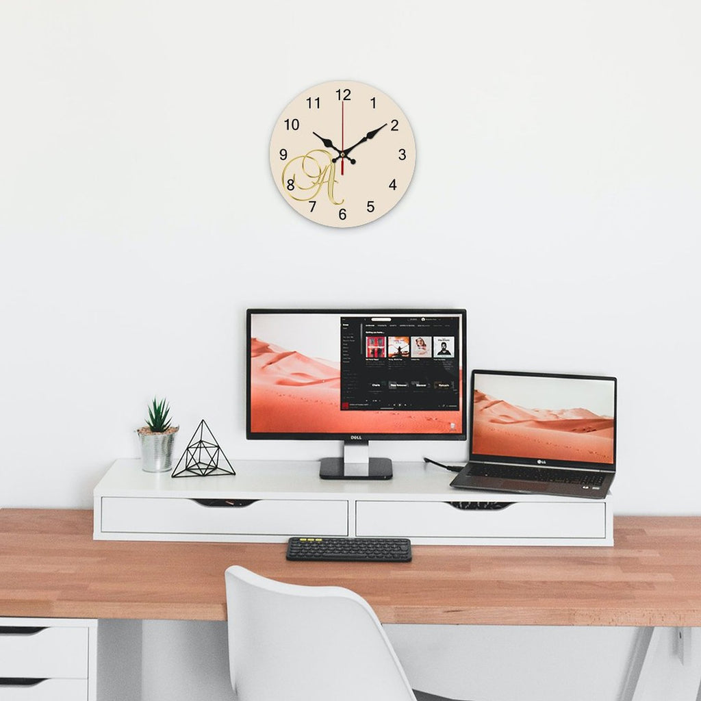 Concise Silent Wooden Wall Clock-9.84"x9.84"/ 25x25cm - Letter A