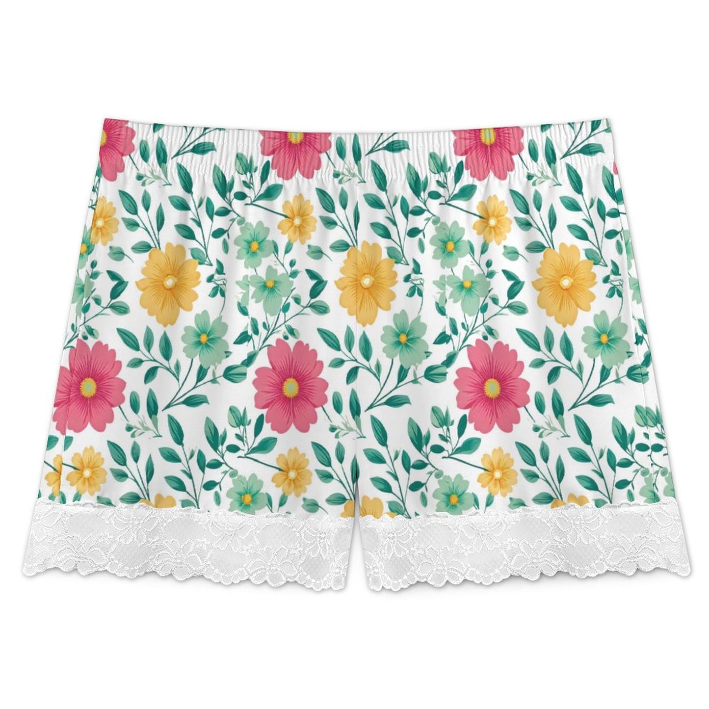 Women's Lace Trim Pajama Shorts