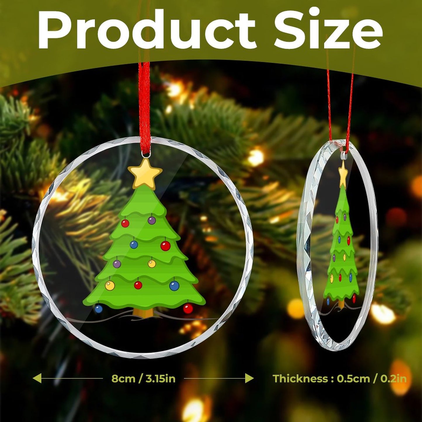 Glass Circular Ornament Pendant -Christmas Tree